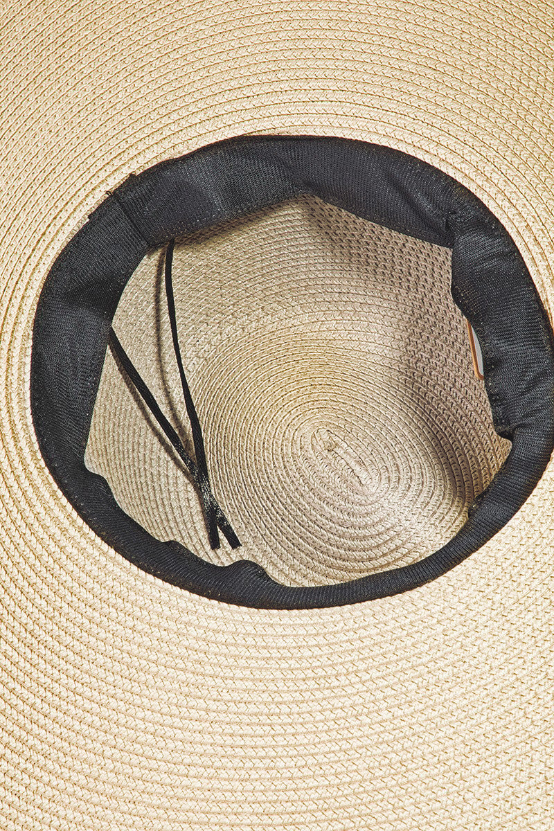 Rope Strap Wide Brim Weave Hat Interior
