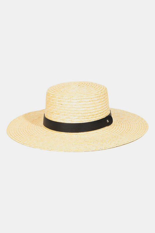 Straw Weave Hat with Flat Brim