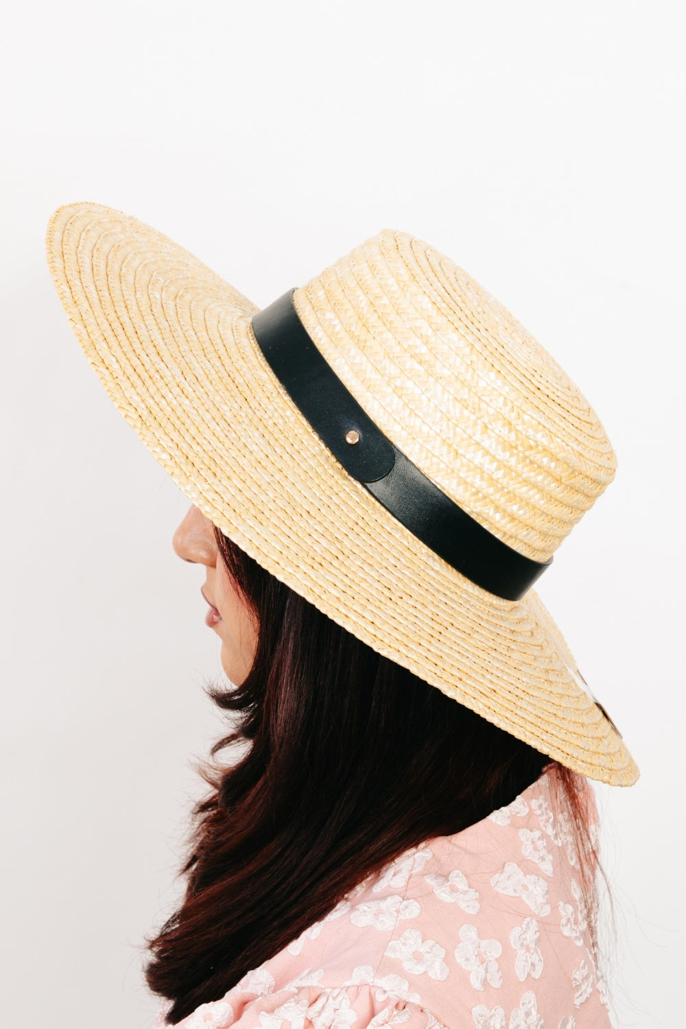 Straw Weave Hat with Flat Brim