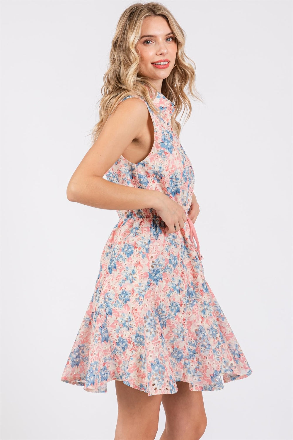 Floral Eyelet Sleeveless Mini Dress Side view