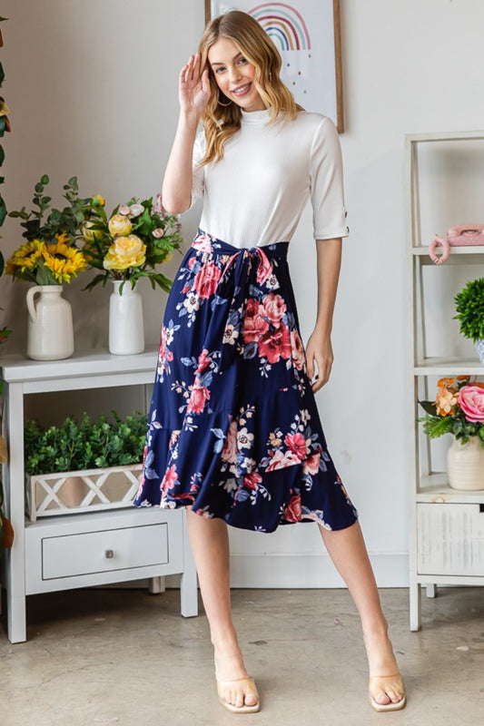 Floral Wrap Ruffled Skirt by Reborn J