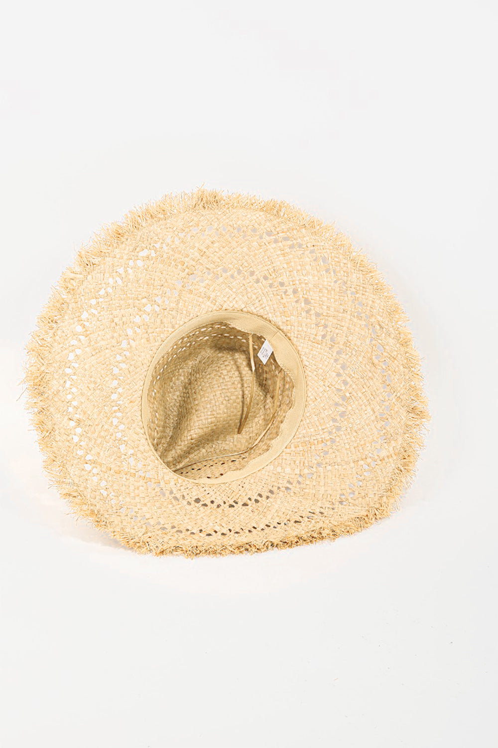 Raw Hem Weave Hat with Openwork Design Inside