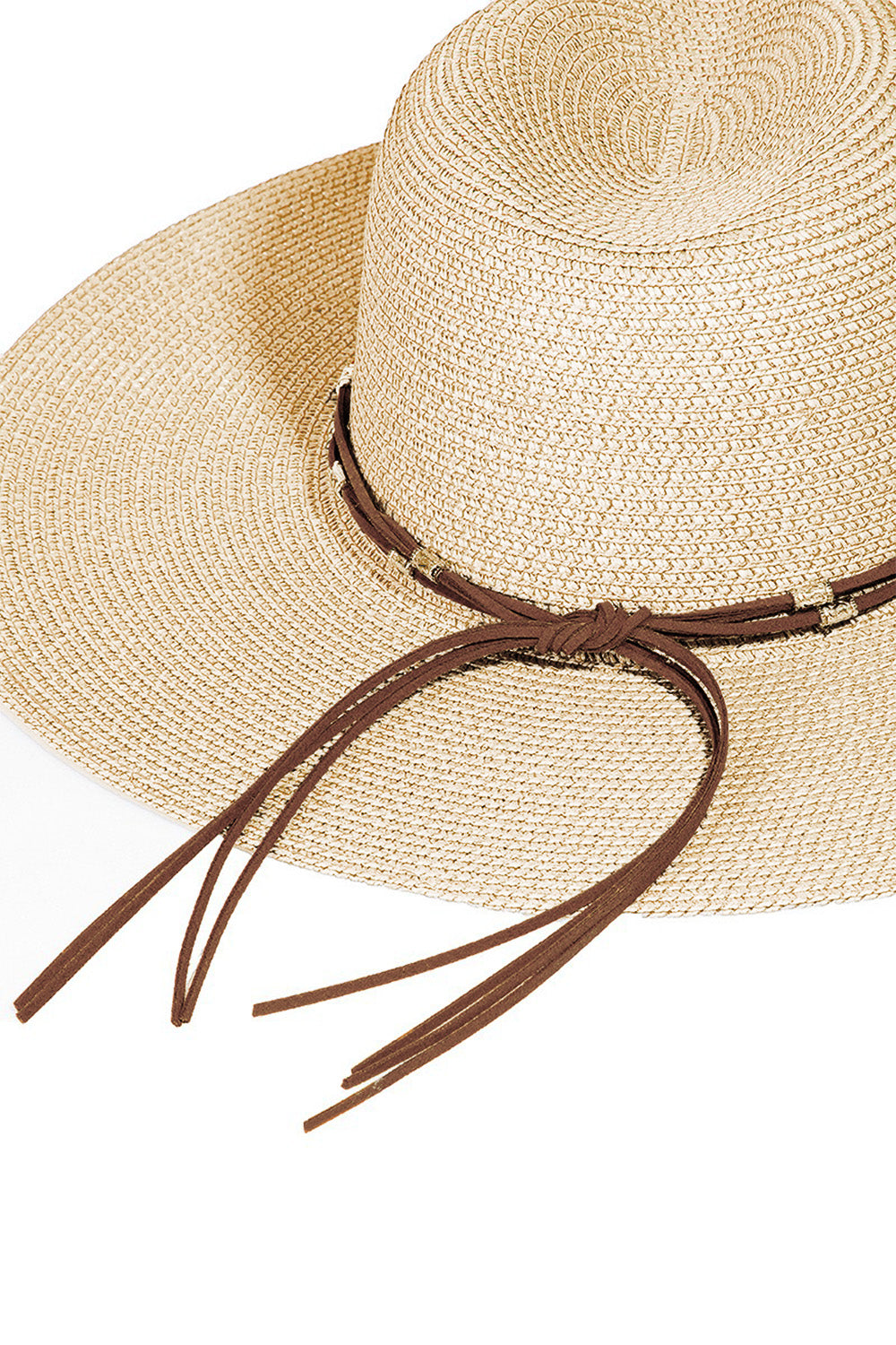 Rope Strap Wide Brim Weave Hat Detail 