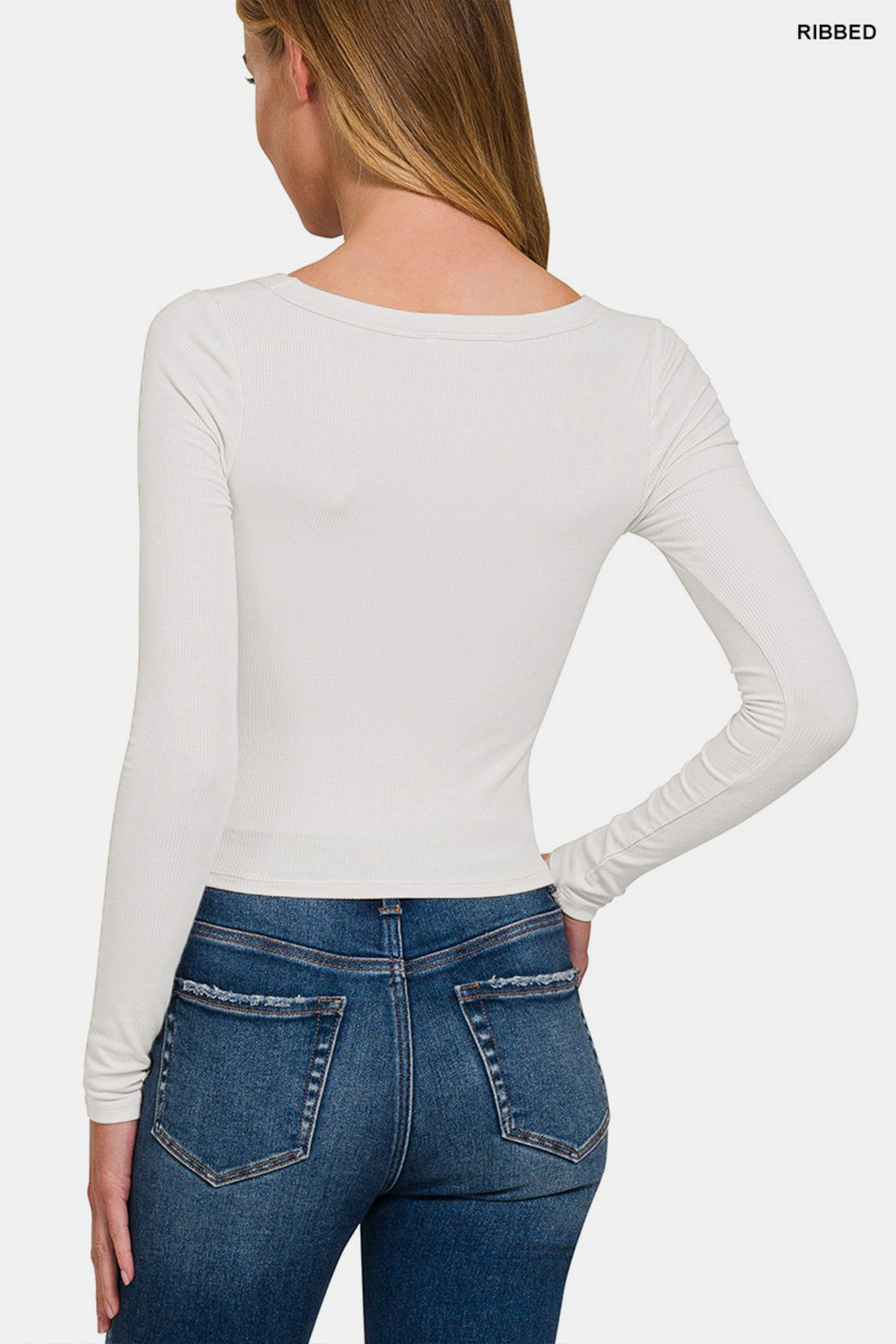 Zenana Scoop Neck Long Sleeve T-Shirt back