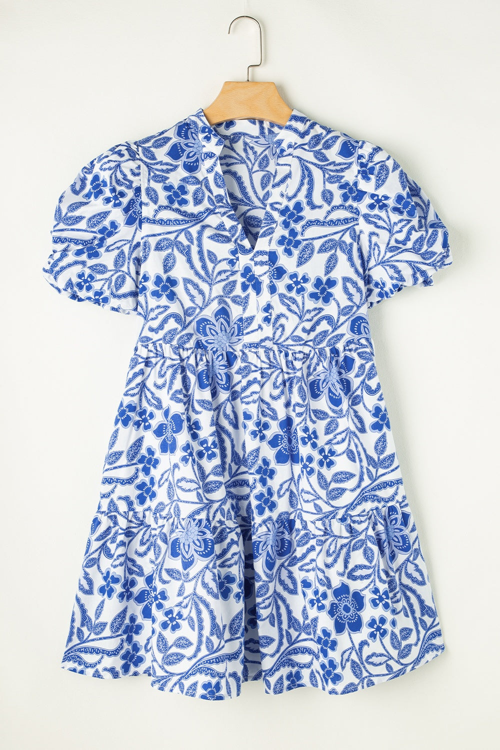 Royal Blue and white floral printed mini dress