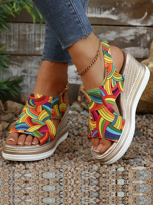 Colorful Espadrille Wedge Sandals